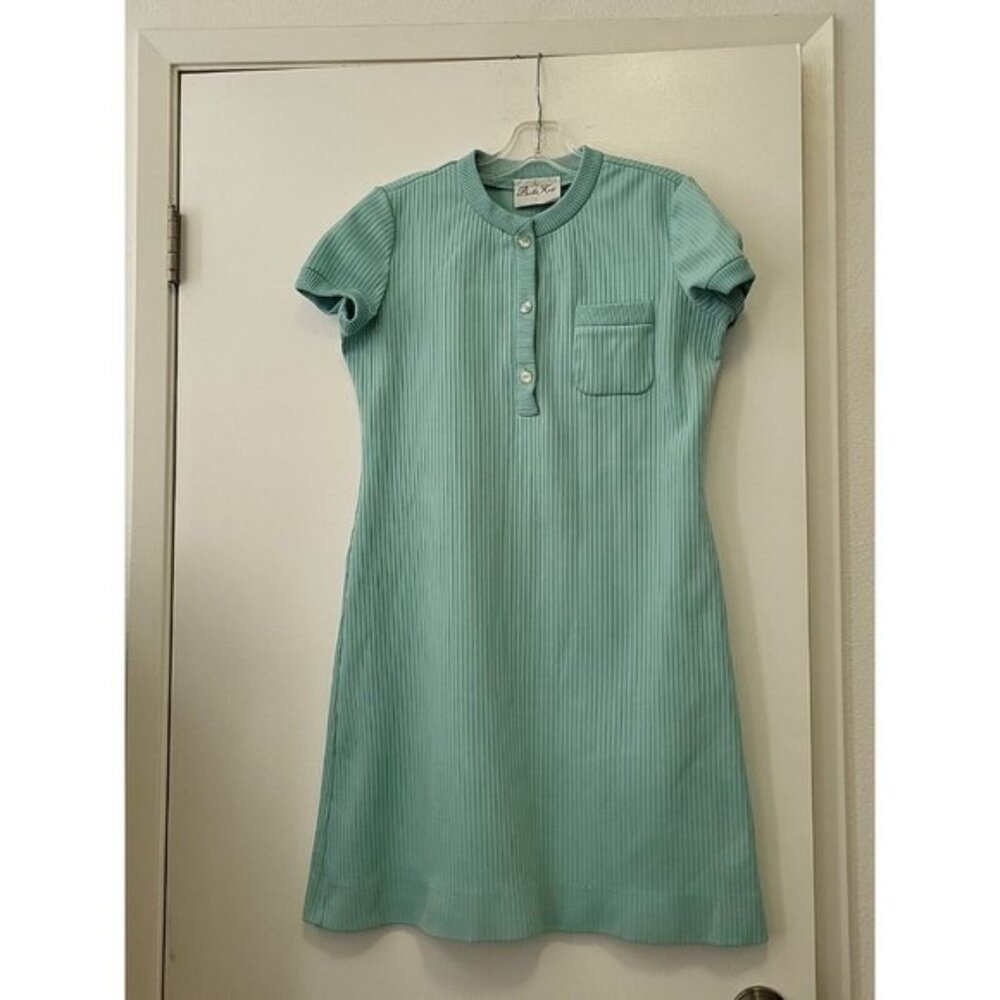 BUTTE Knit Vintage 1960's Pastel Blue Mod Shift Dress Size Medium